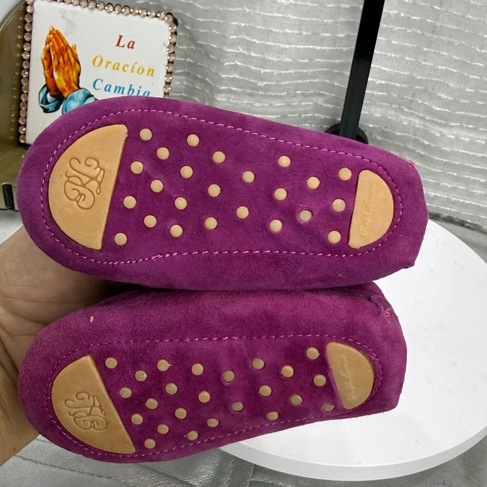 (S0) Ralph Lauren - Baby Suede Buckle Shoes Berry/Fuchsia, Size 3